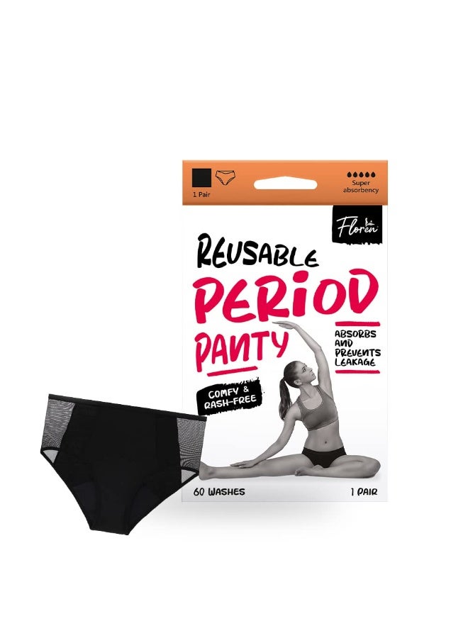 Floren Reusable Period Panty (Black, 2Xtra-Large) | Leakproof & Stain-Free Protection | Wide Coverage | Washable Up to 60 Times | No Pads Needed - Image 1